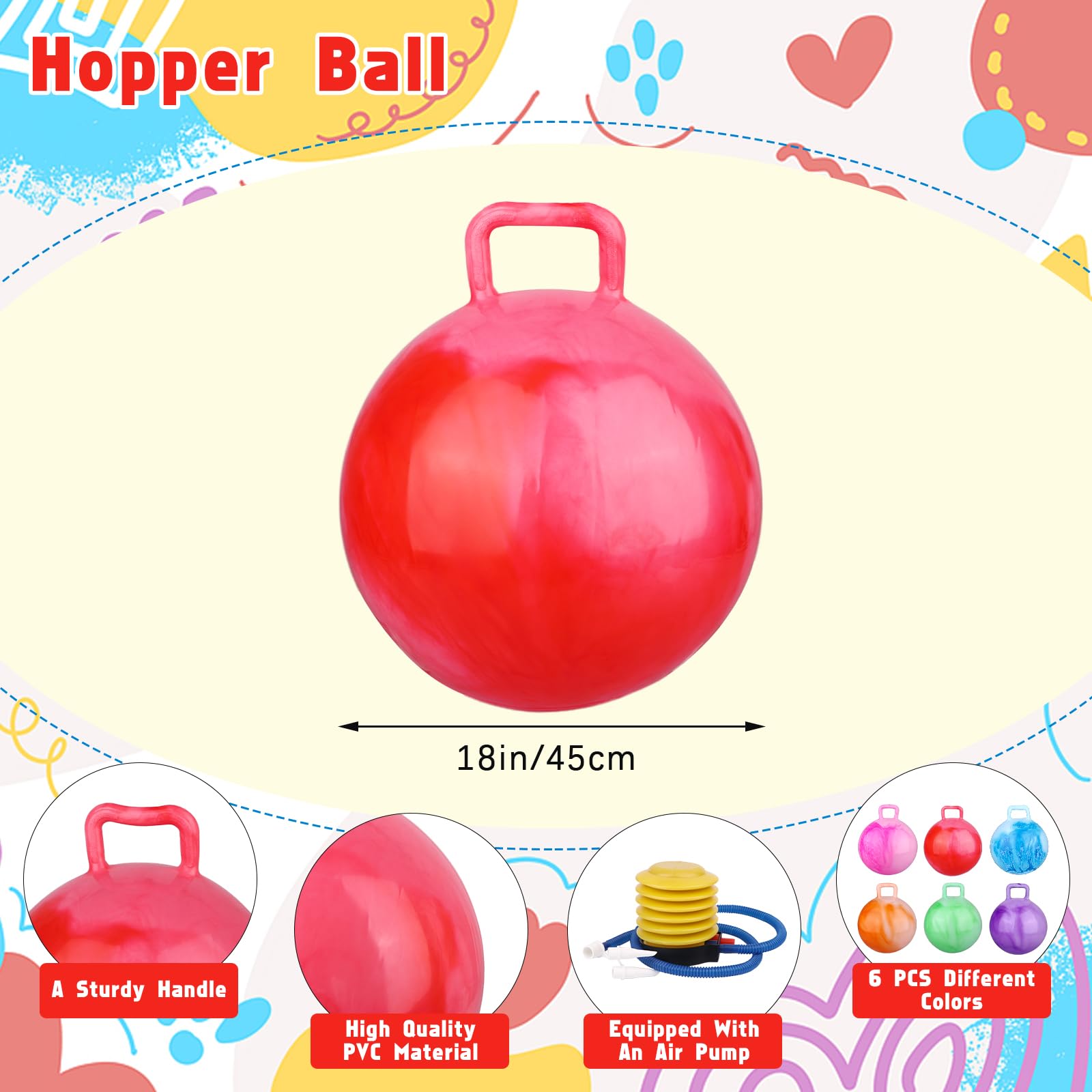 ioffersuper hopper ball with top handle for easy carrying and safe seating.