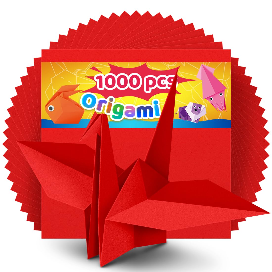 IOOLEEM red origami paper 6x6 double-sided pack for vibrant folding projects
