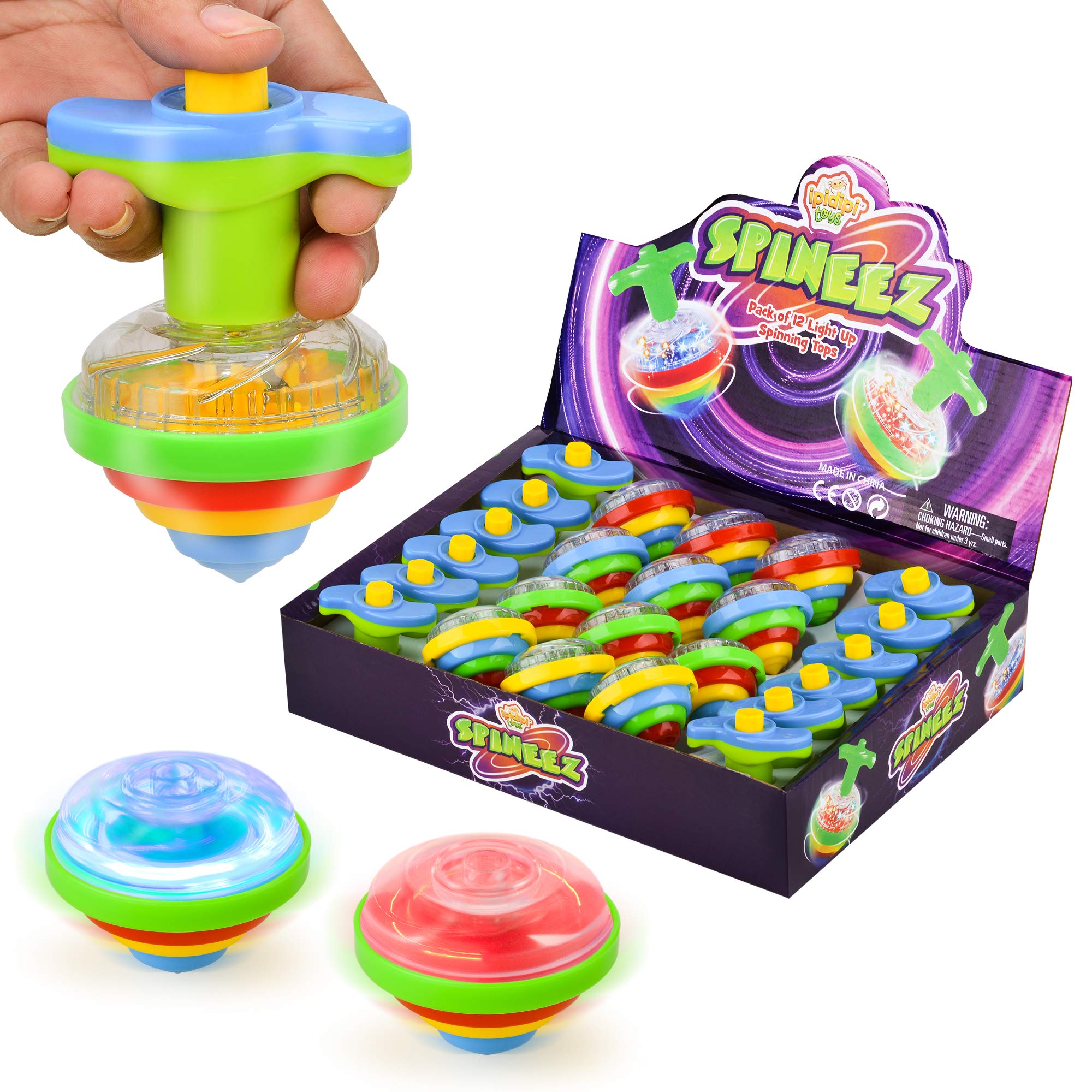 IPIDIPI TOYS Spineez light-up spinning top blue with twist action for party fun