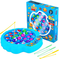IPIDIPI TOYS fishing game with 21 fish and four poles on a rotating board for group play.