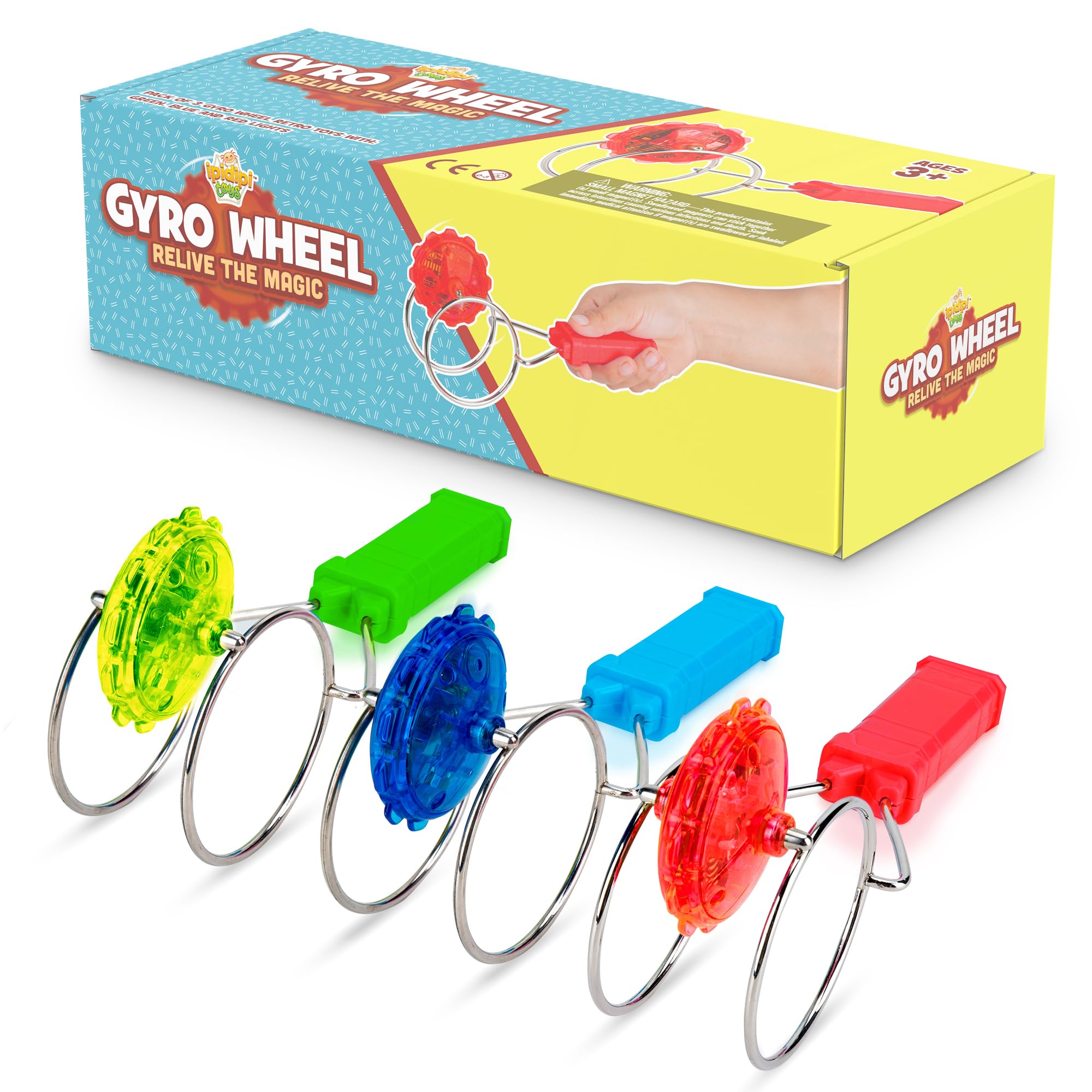 IPIDIPI TOYS retro gyro wheel red on rail offers smooth, screen-free fun.