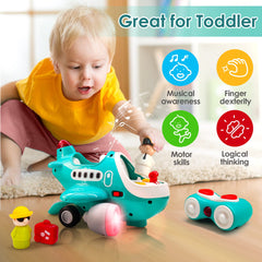 iPlay airplane toy side view highlighting compact grip for little hands