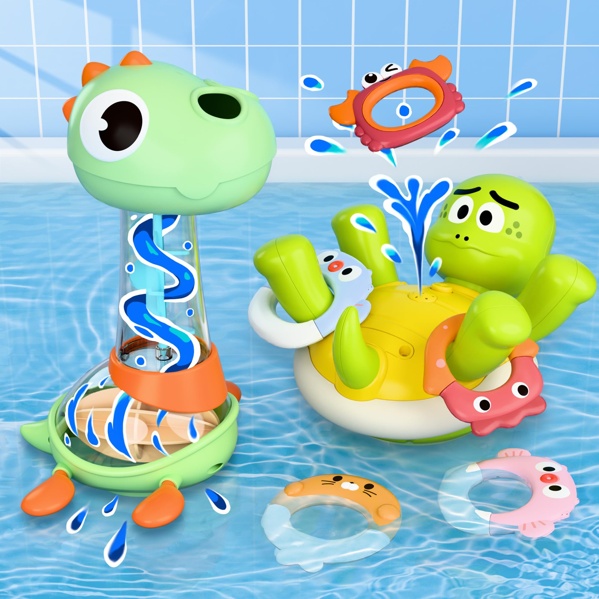 iplay baby bath toy turtle sprinkler engages sight and touch during bathtime