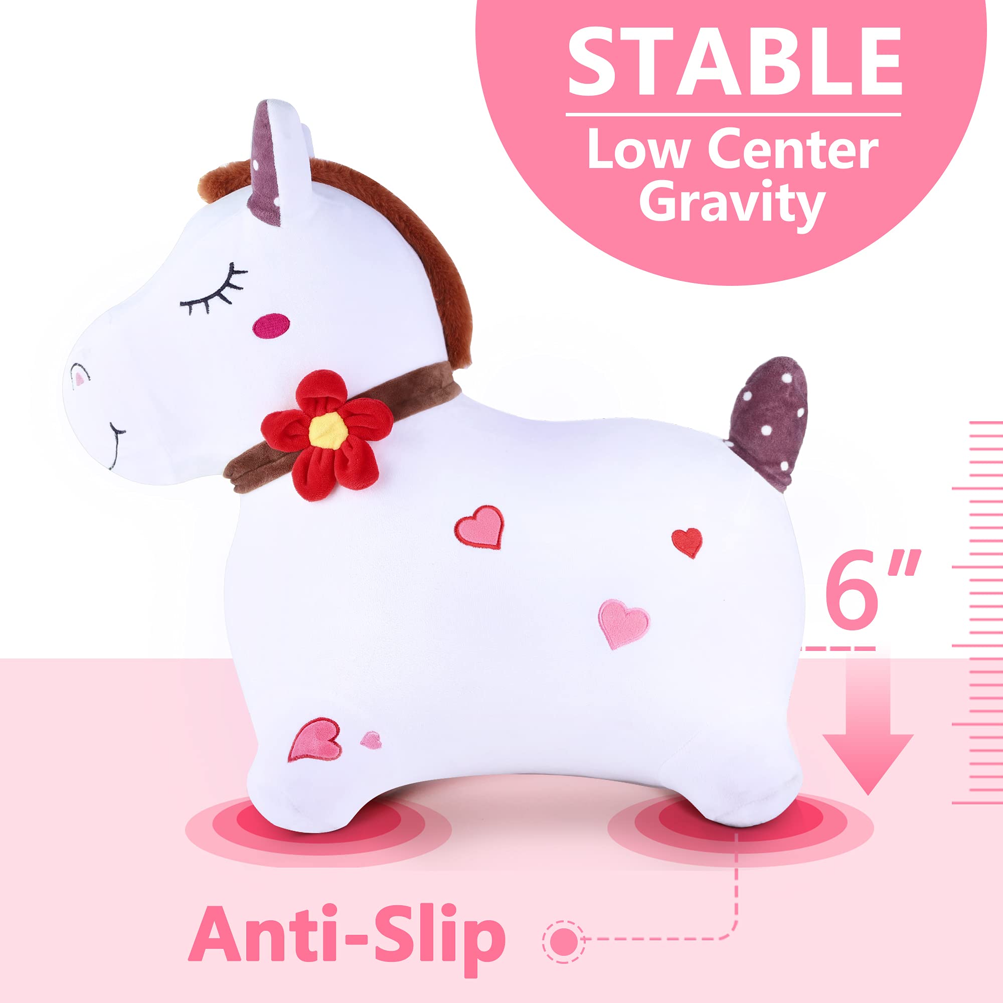 iPlay Bouncy Pals pump-stopper assembly shown for quick setup.