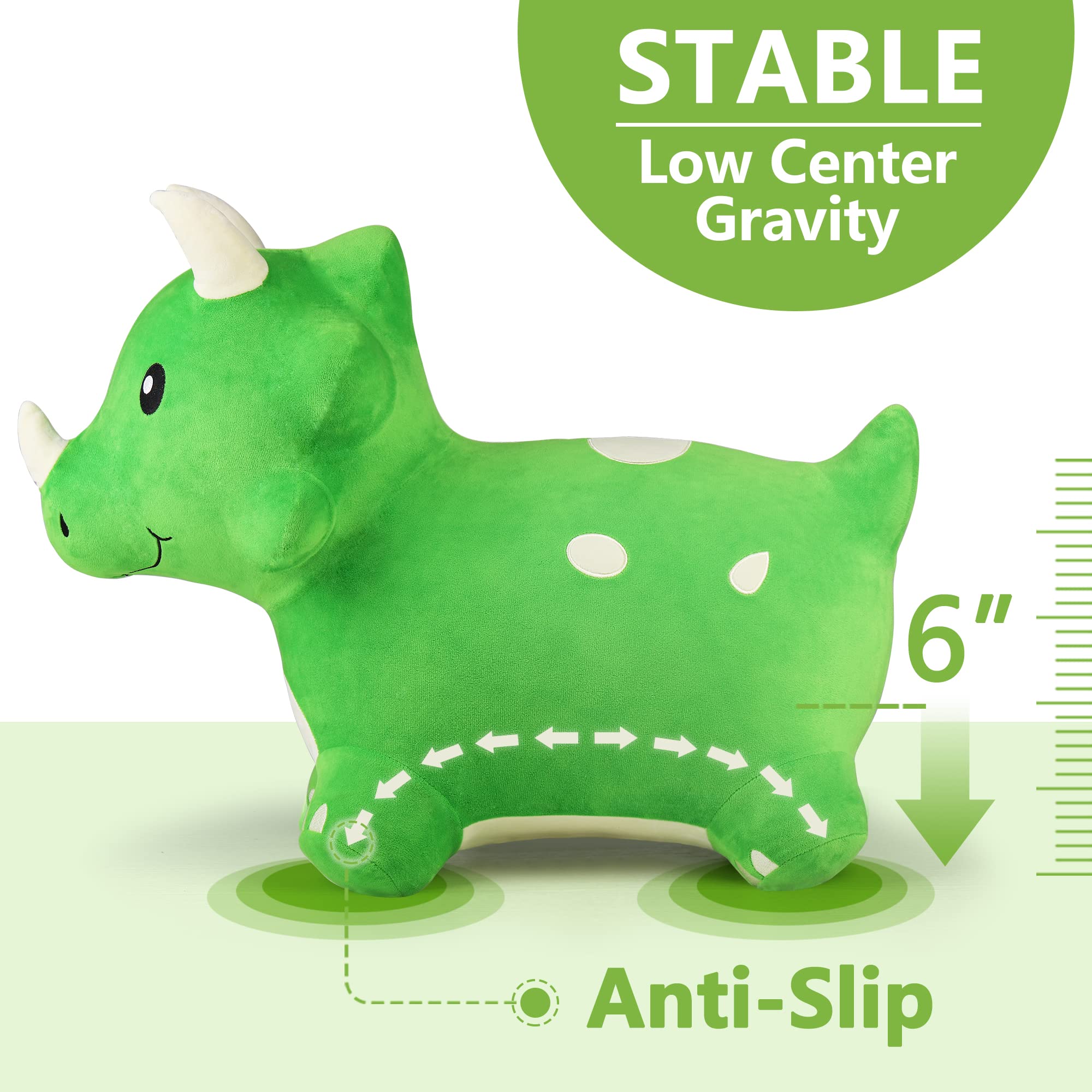 iplay bouncy triceratops suitable for indoor and outdoor play