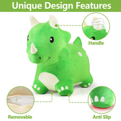 iplay bouncy triceratops plush cover is soft and removable for easy cleaning