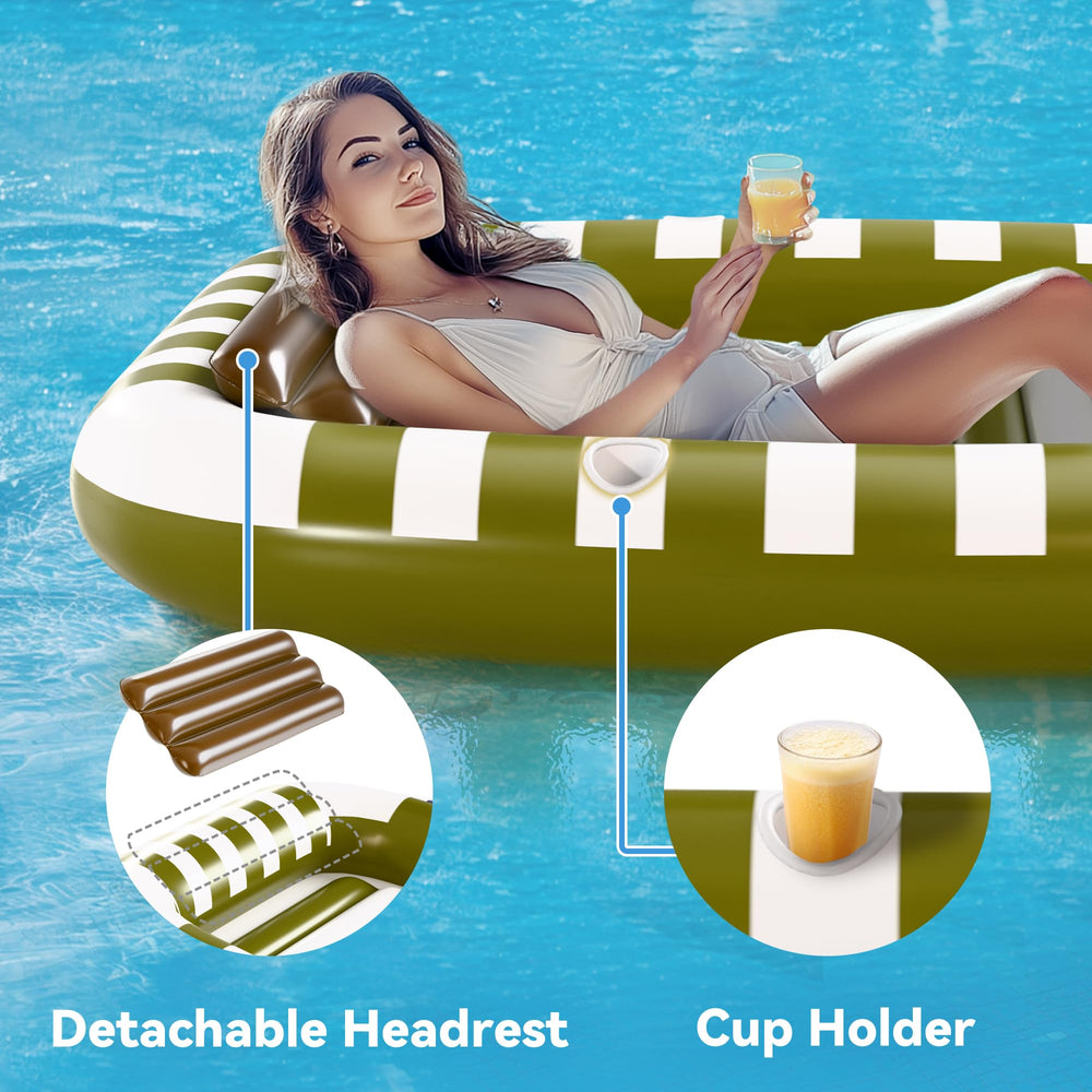 iPlay lounger showing built-in cup holder for drinks