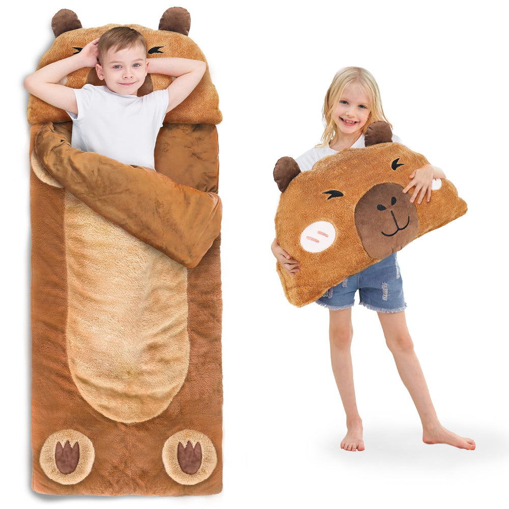 iplay capybara slumber bag provides cozy nap space for kids