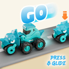 iplay dino-construction vehicle playset sparks creative, imaginative play.