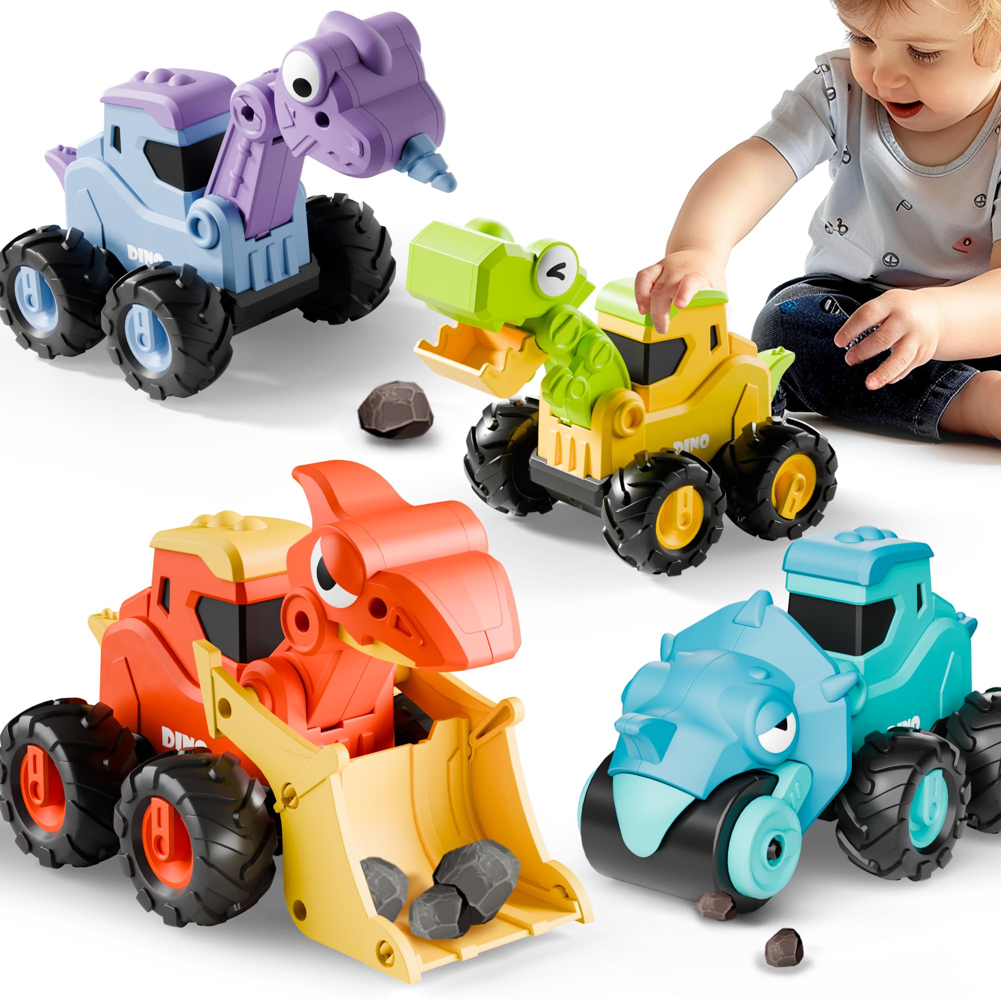 iplay dinosaur truck toy with press roof for fast, battery-free racing fun.