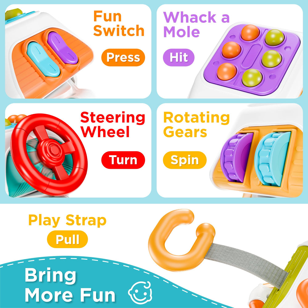 iPlay iLearn Busy Board Cube key pairing enhances hand-eye coordination