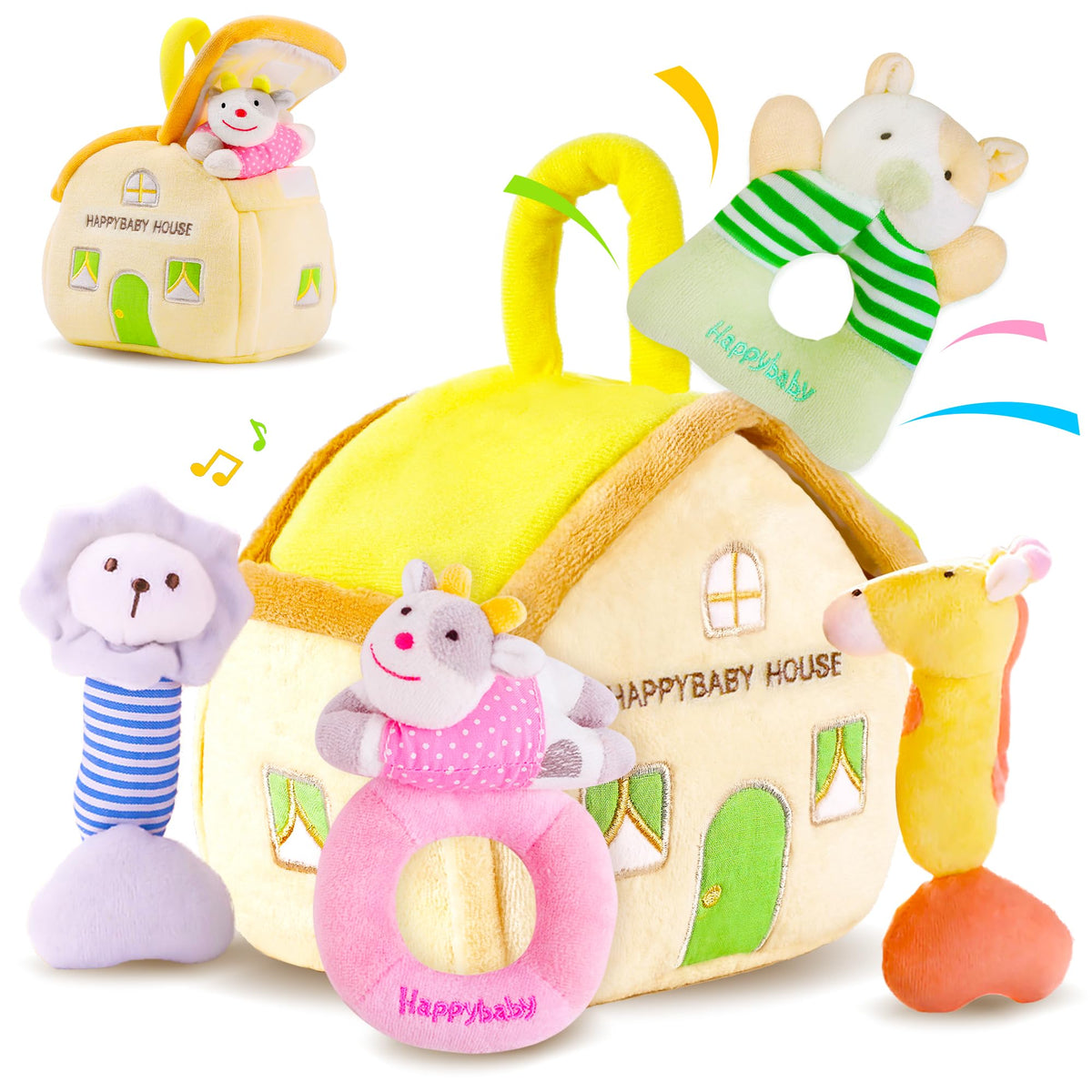 iPlay iLearn baby jungle plush rattle for sensory-friendly play and development
