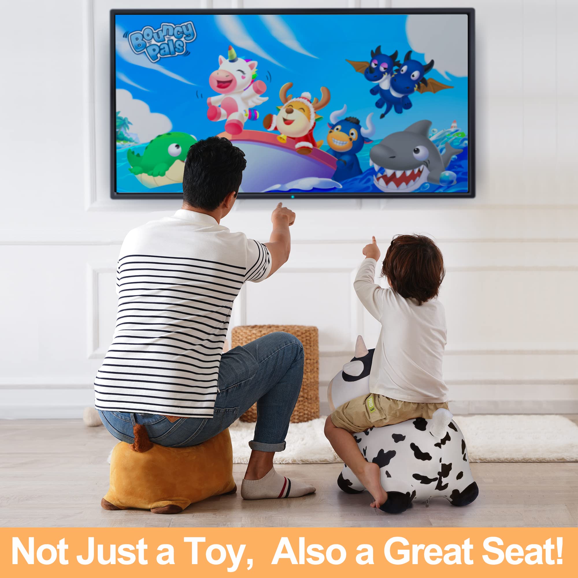 iPlay iLearn Bouncy Pals kid enjoying ride supports active playtime
