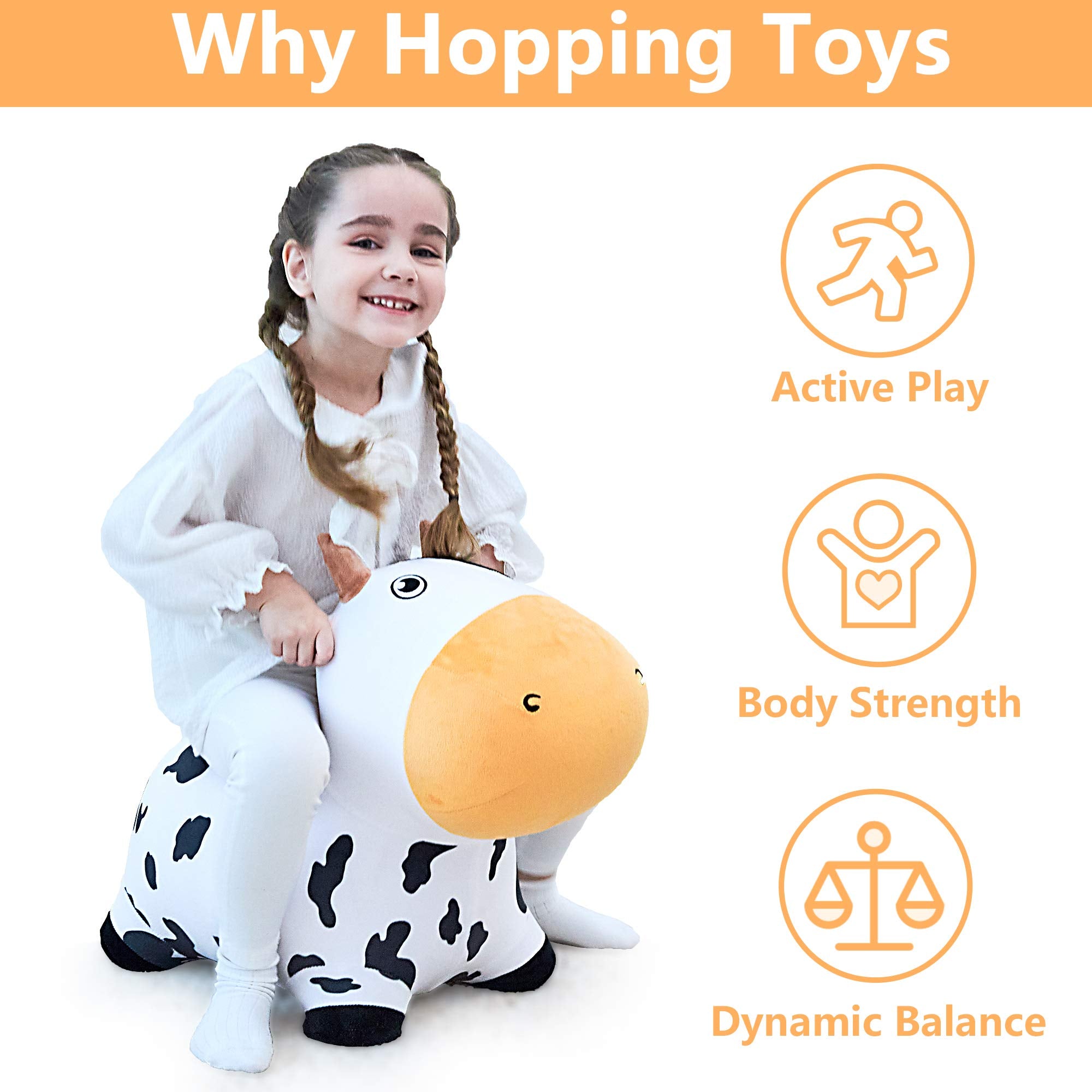 iPlay iLearn dairy cow hopper side riding shows kids hopping and strengthening core
