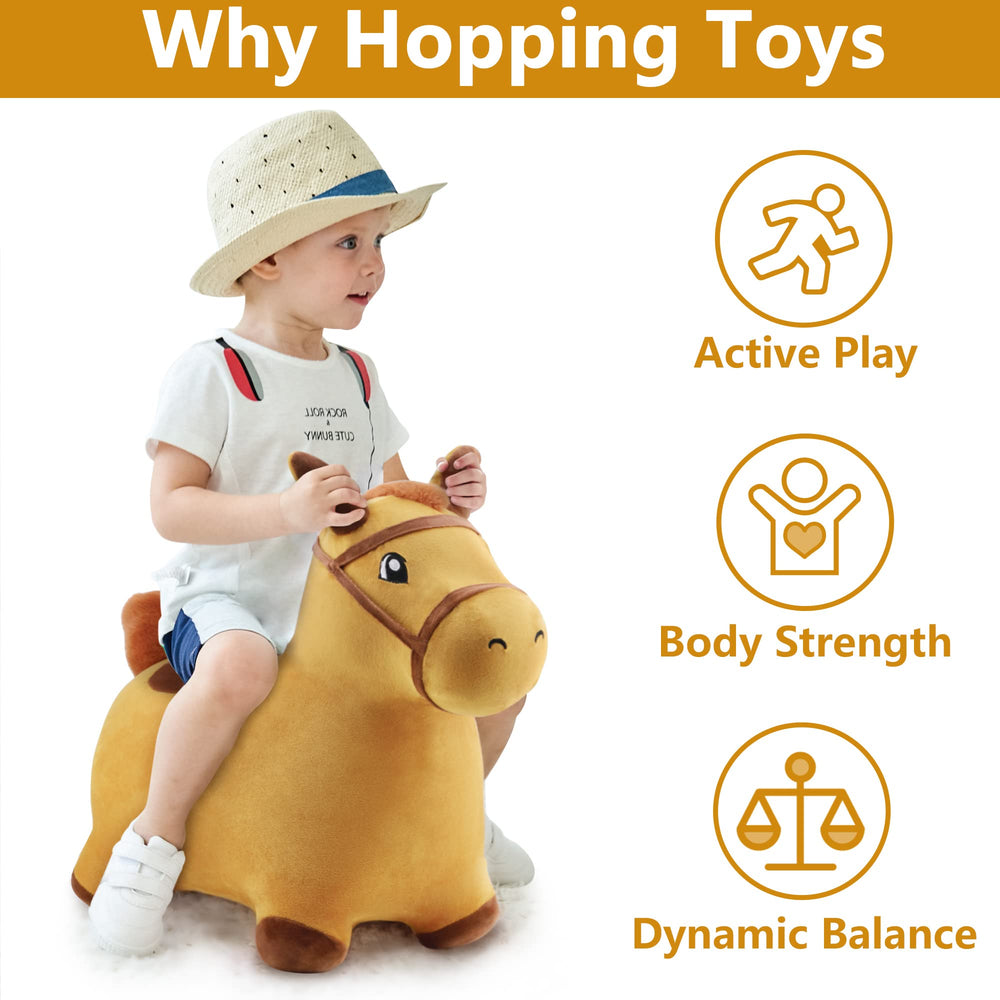 iPlay iLearn Bouncy Pals hopping horse child riding indoors for imaginative play