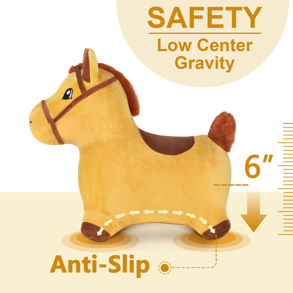 iPlay iLearn hopping horse stable design supports safe indoor or outdoor play