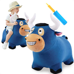 iPlay iLearn Bull Hopping Horse front view showcasing soft plush design for gentle play