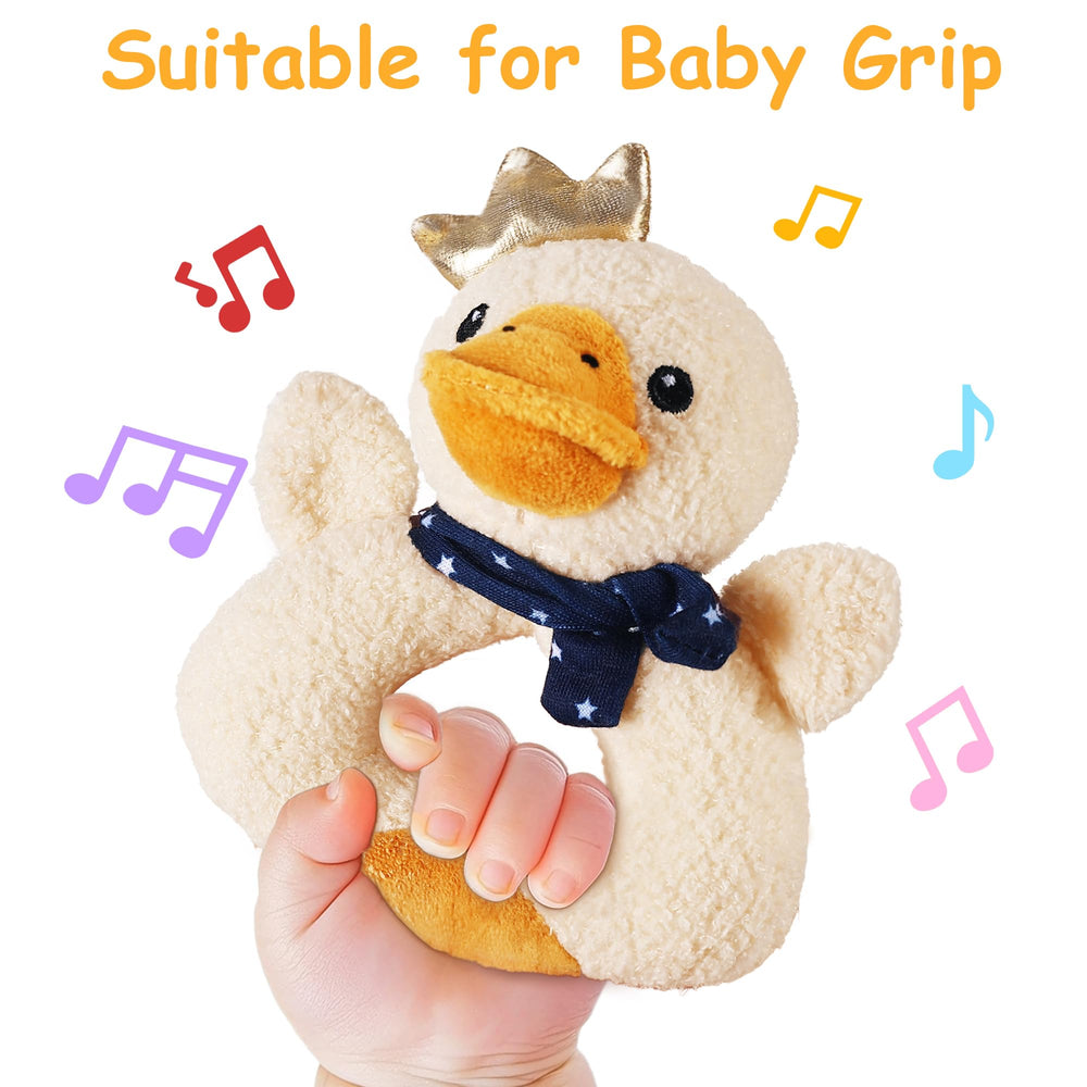 iPlay iLearn farm rattle with jingle duck promotes hand-eye coordination.