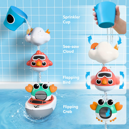 iplay ilearn flapping bird bath toy adds motion and visual focus for toddlers