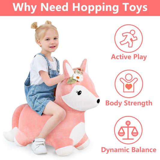 iPlay iLearn Fox Hopper encourages grabbing ears to support early motor skills and balance.