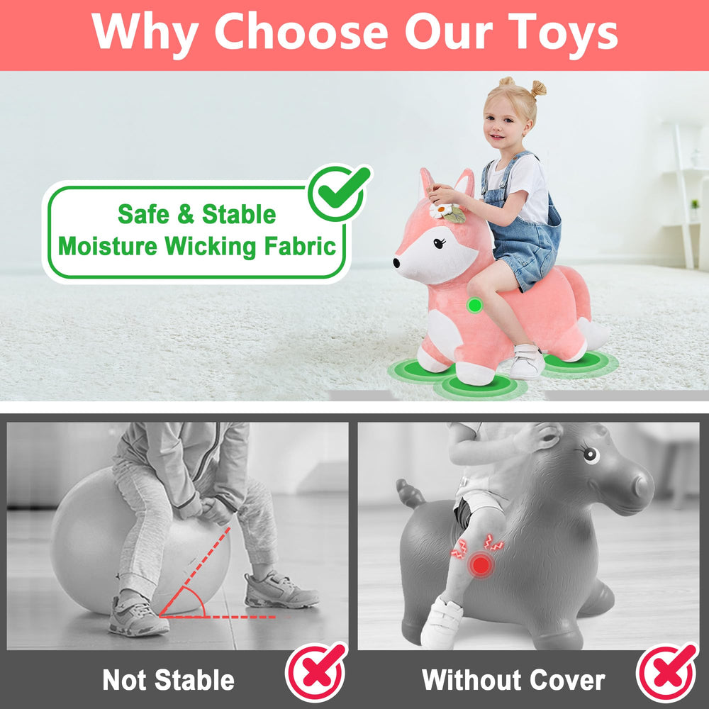 iPlay iLearn Fox Hopper easy inflation helps quick setup after playtime.