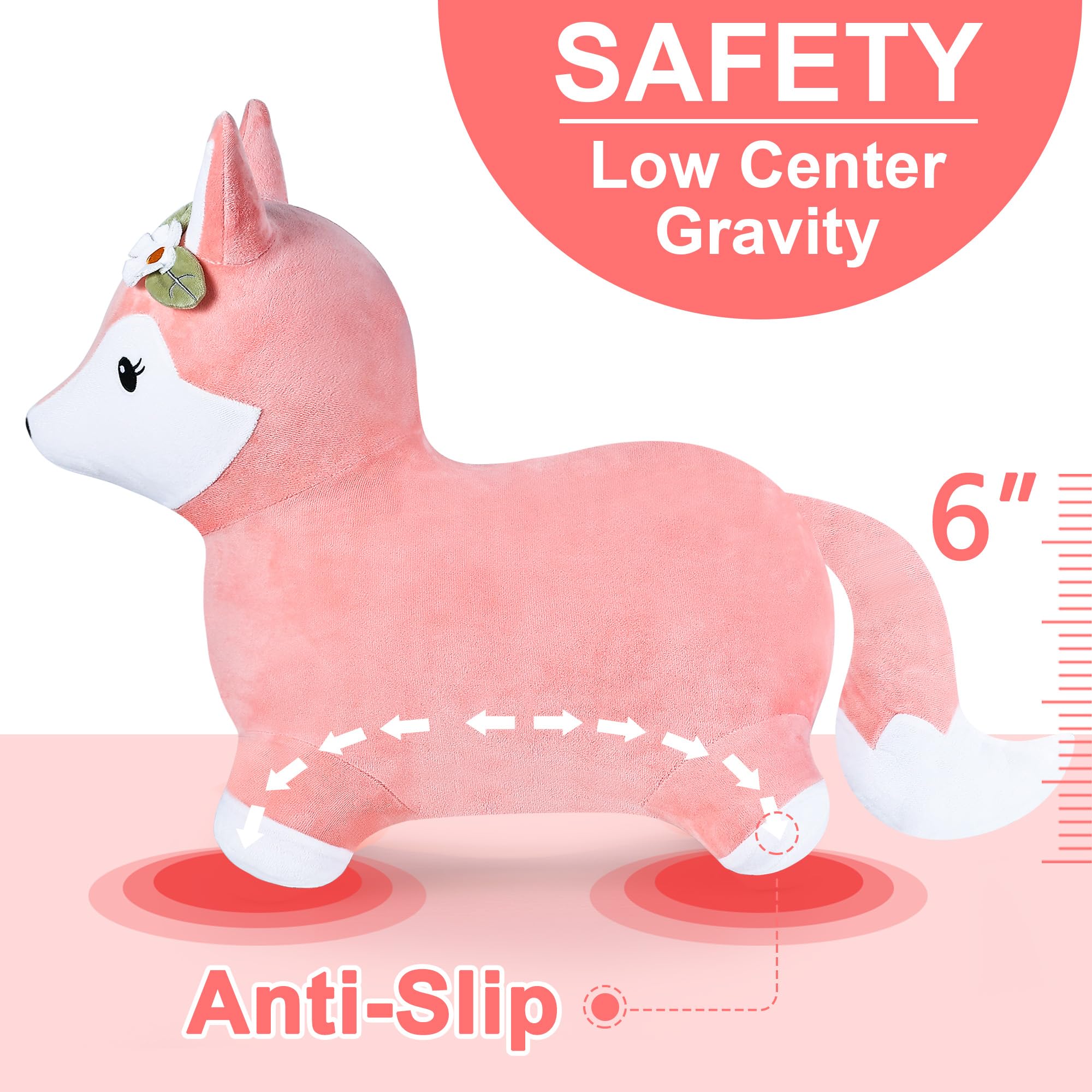 iPlay iLearn Fox Hopper soft plush offers gentle skin contact and safer play.