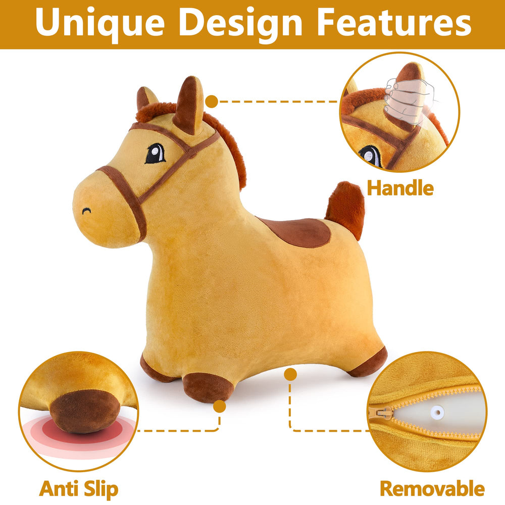 iPlay iLearn hopping horse inflation steps show quick setup with air valve