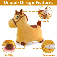 iPlay iLearn hopping horse inflation steps show quick setup with air valve