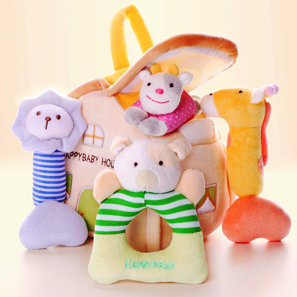 iPlay iLearn machine-washable plush rattle stays soft after laundry
