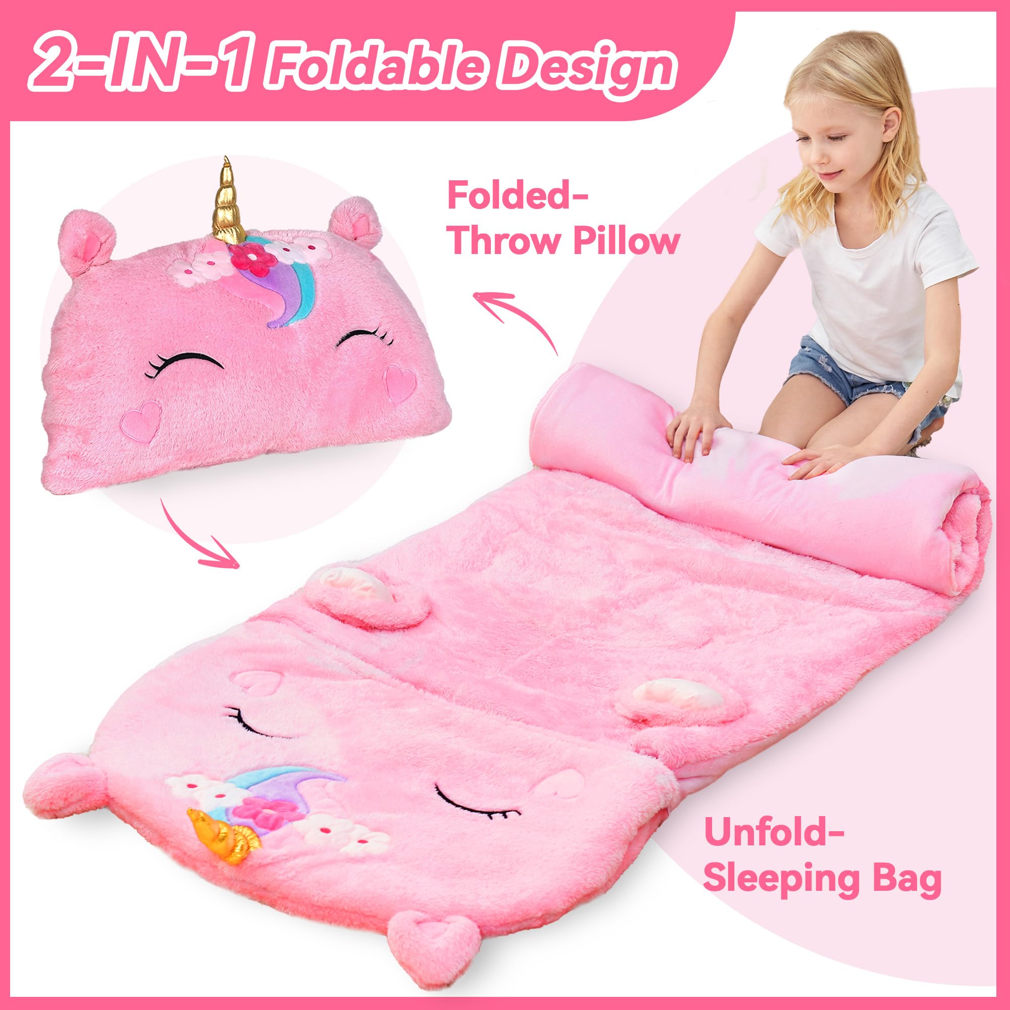 iPlay iLearn machine washable sleeping bag cleans easily after sleepovers.