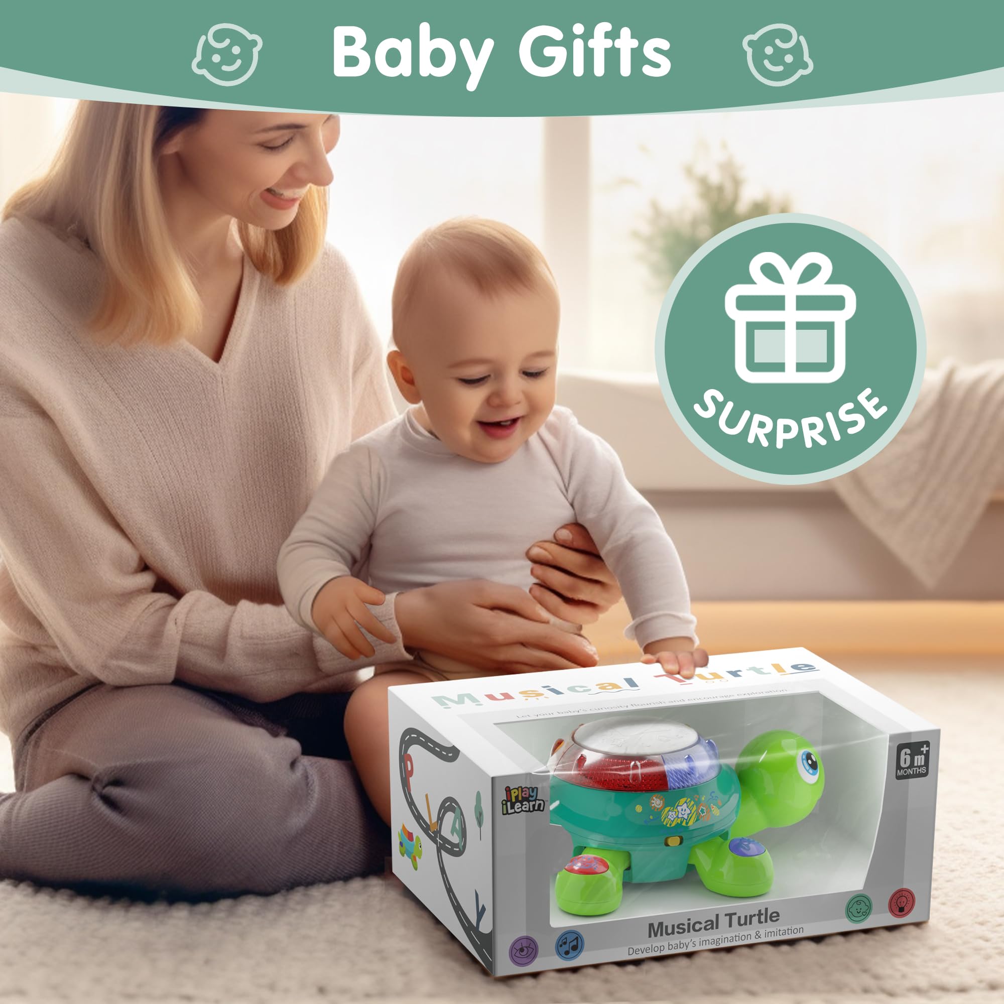 iPlay iLearn baby turtle gift-ready packaging suitable for birthdays