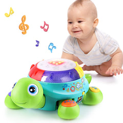 iPlay iLearn musical turtle front view with vibrant colors boosts early sensory play