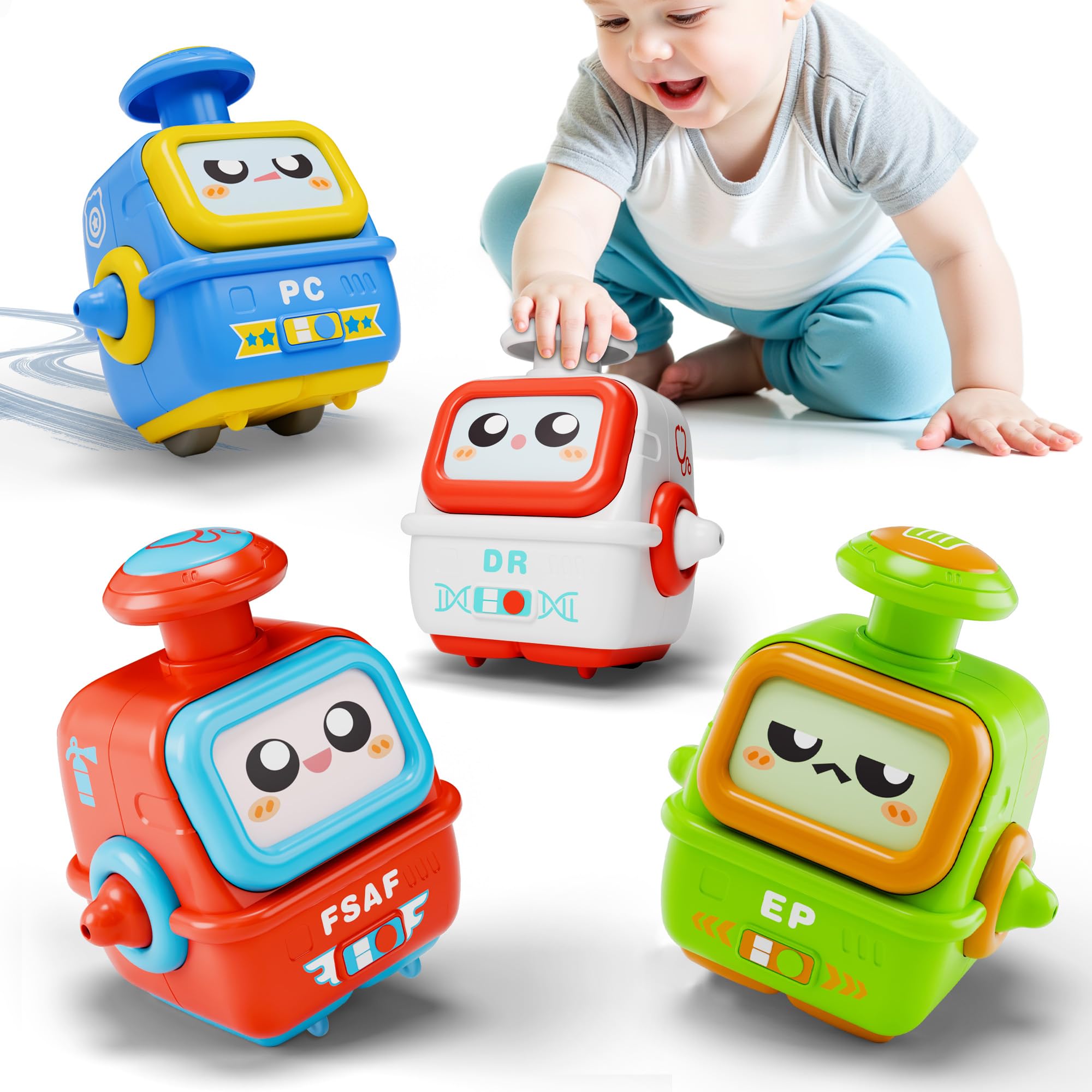 iPlay iLearn press-to-go robot car red boosts color recognition during play