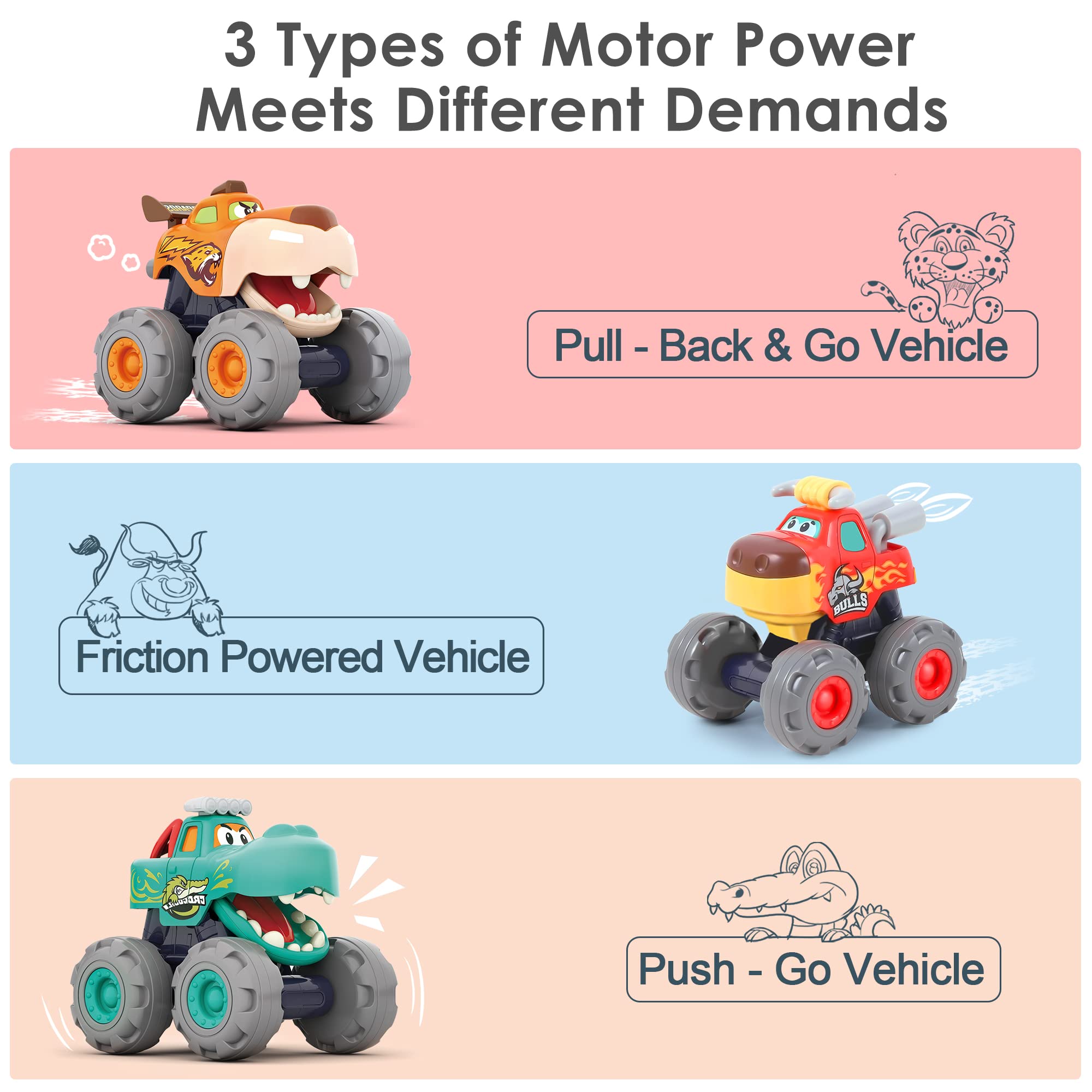 iPlay iLearn pull-back leopard truck in action for fast play.