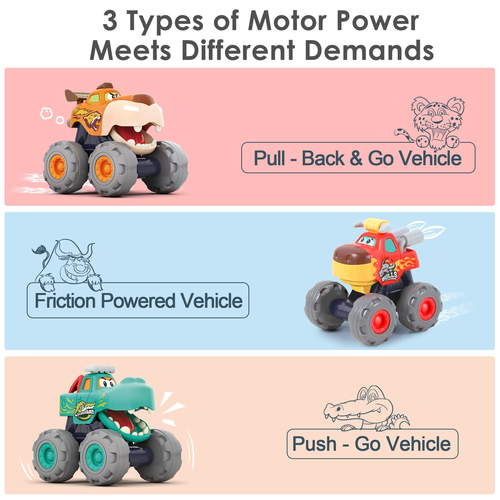 iPlay iLearn pull-back leopard truck in action for fast play.