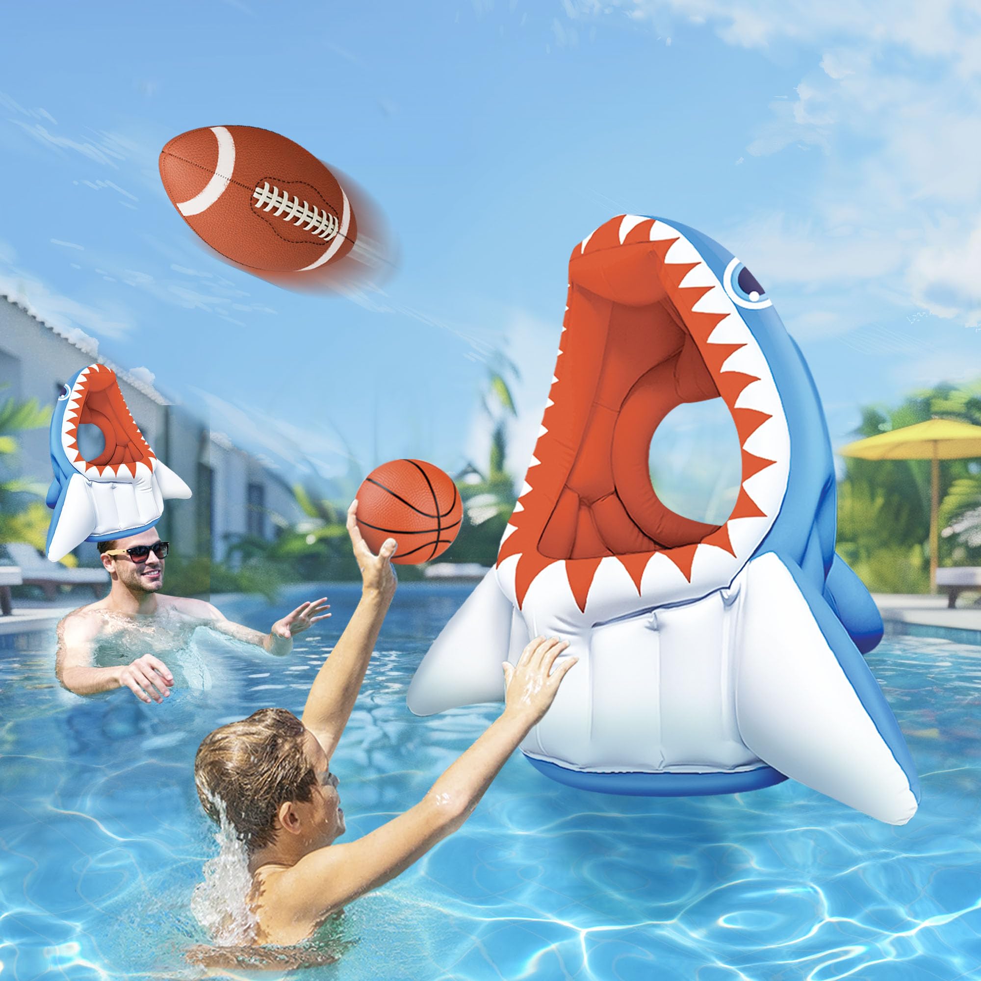 iPlay iLearn shark hoop for pool fun and family competition