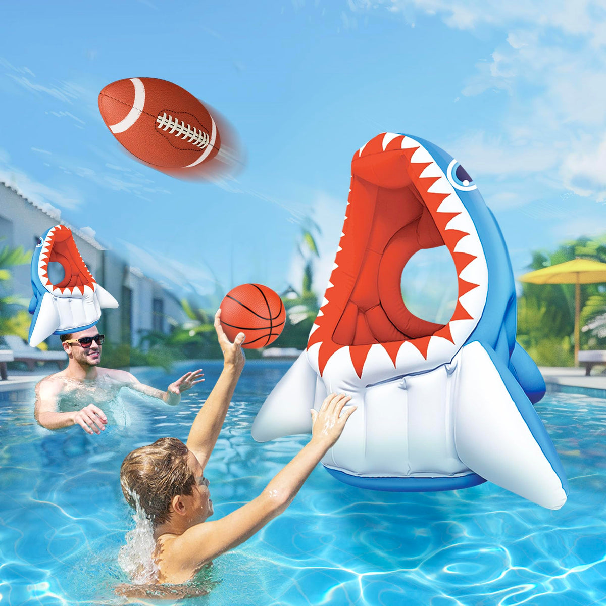 iPlay iLearn shark hoop for pool fun and family competition