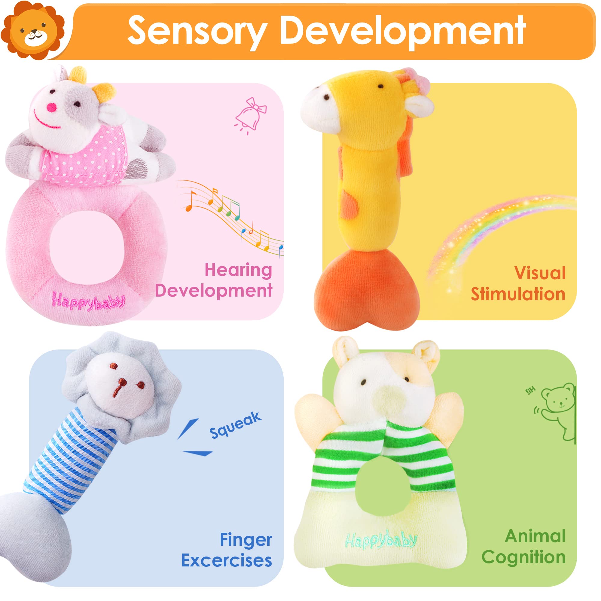 iPlay iLearn soft farm animals plush invites cuddles and soothing infant comfort