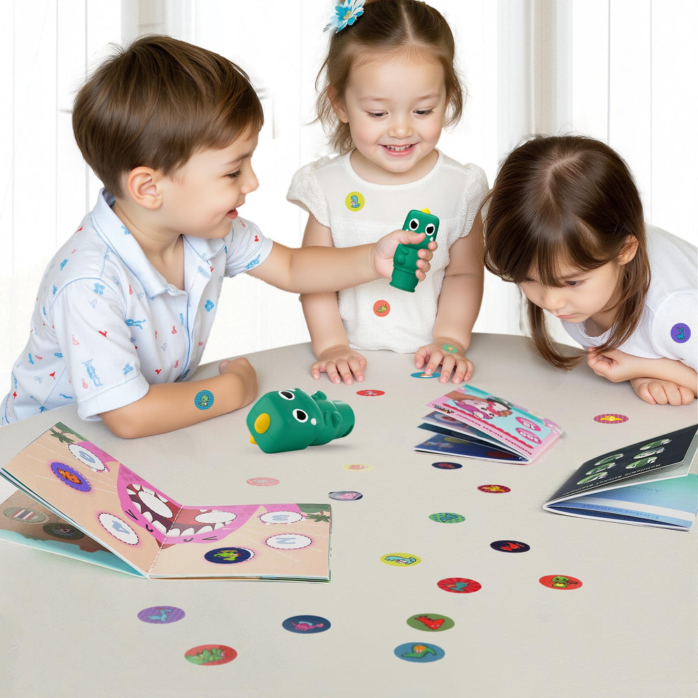 iPlay iLearn stickers stored in base tube for easy access