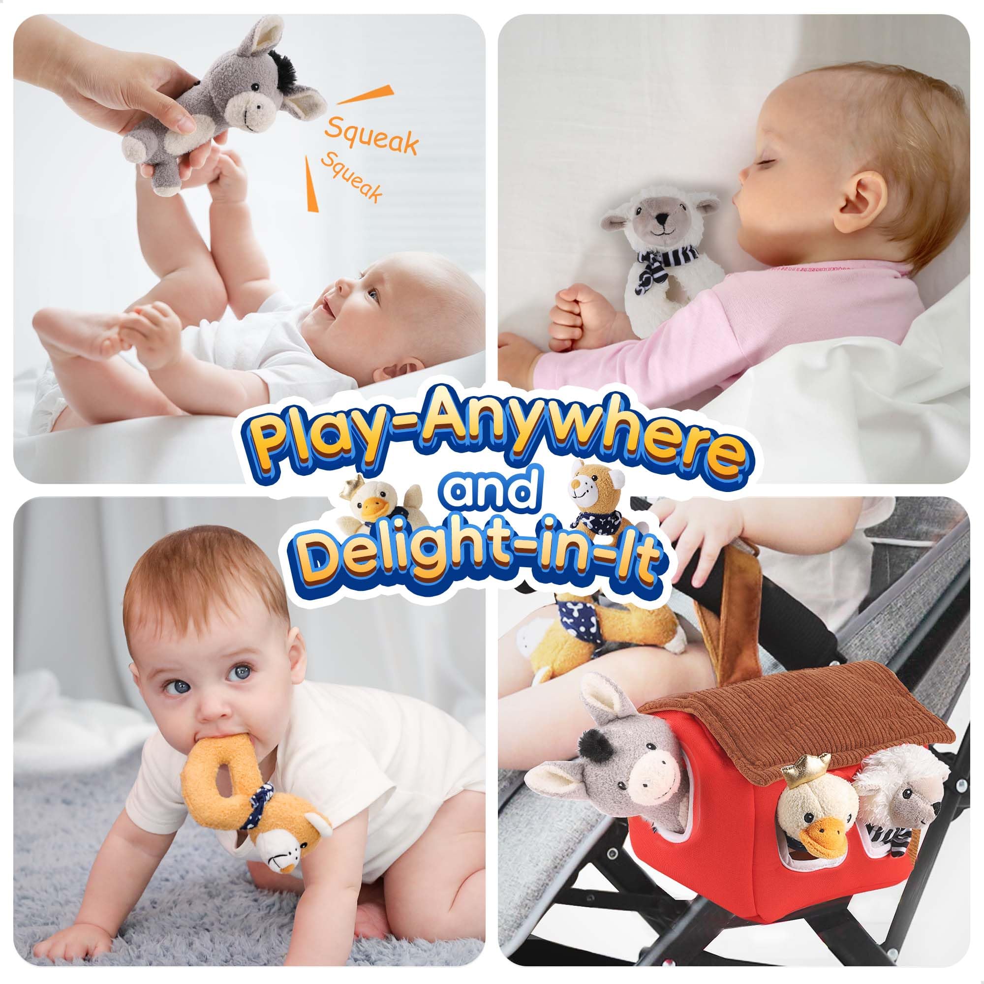 iPlay iLearn stroller-hang rattle keeps toys within reach.