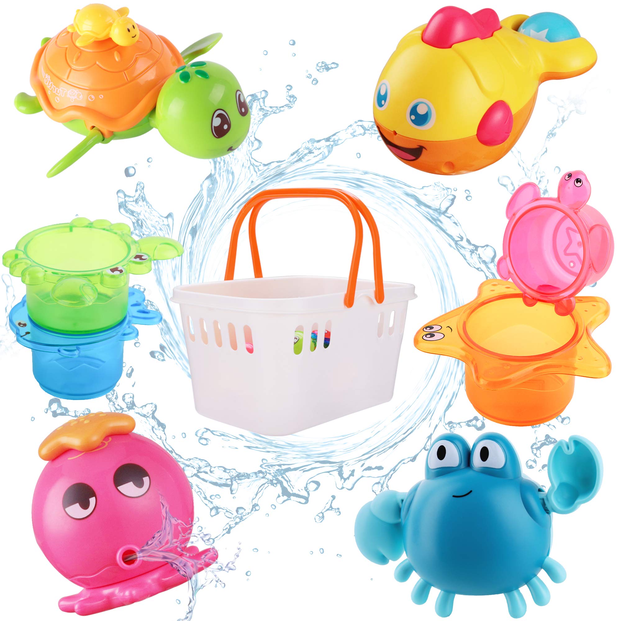 iPlay iLearn swimming sea turtle bath toy supports imaginative play and hand-eye coordination.