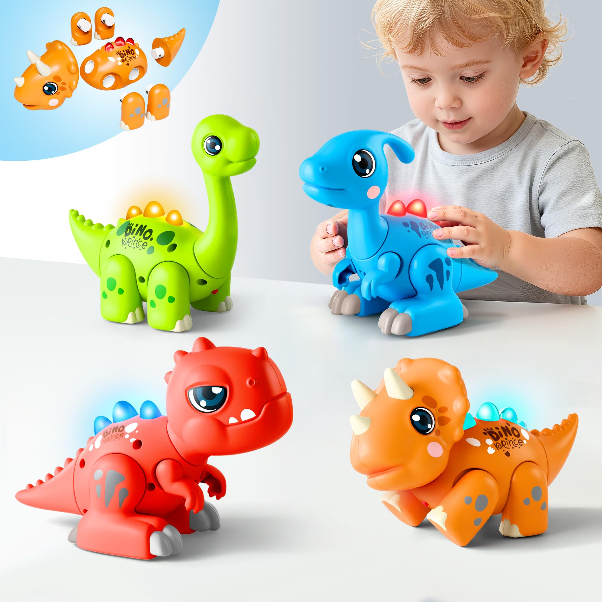 iPlay iLearn toddler dino trex assembly with snap-in parts to boost fine motor skills.