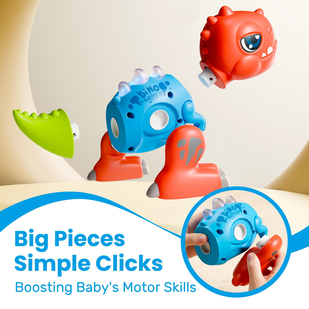 iPlay iLearn toddler dino triceratops assembly with easy snap-in parts.