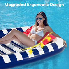 iPlay Pool Wave Lounger blue shows removable backrest and built-in cup holder.