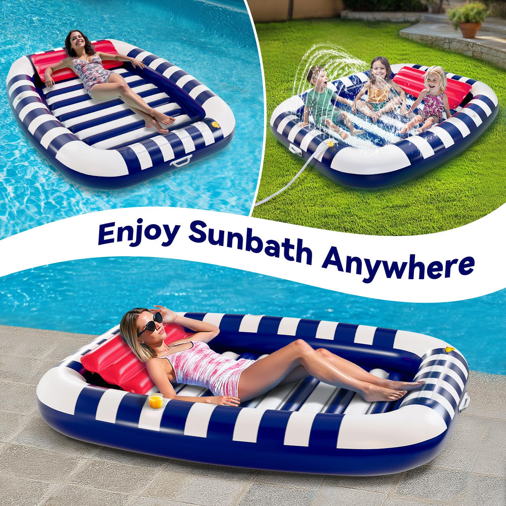 iPlay Pool Wave Lounger blue ideal for pool parties and lake fun.