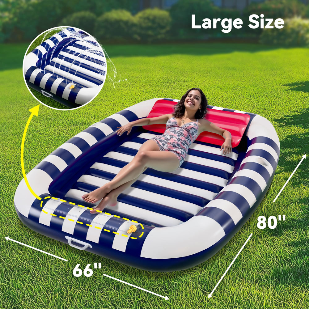 iPlay Pool Wave Lounger blue features water spray for playful days.
