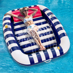 iPlay Pool Wave Lounger blue with water sprinkler offers spacious family lounging.
