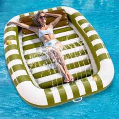 iPlay Pool Wave Lounger in green, spacious for family pool lounging