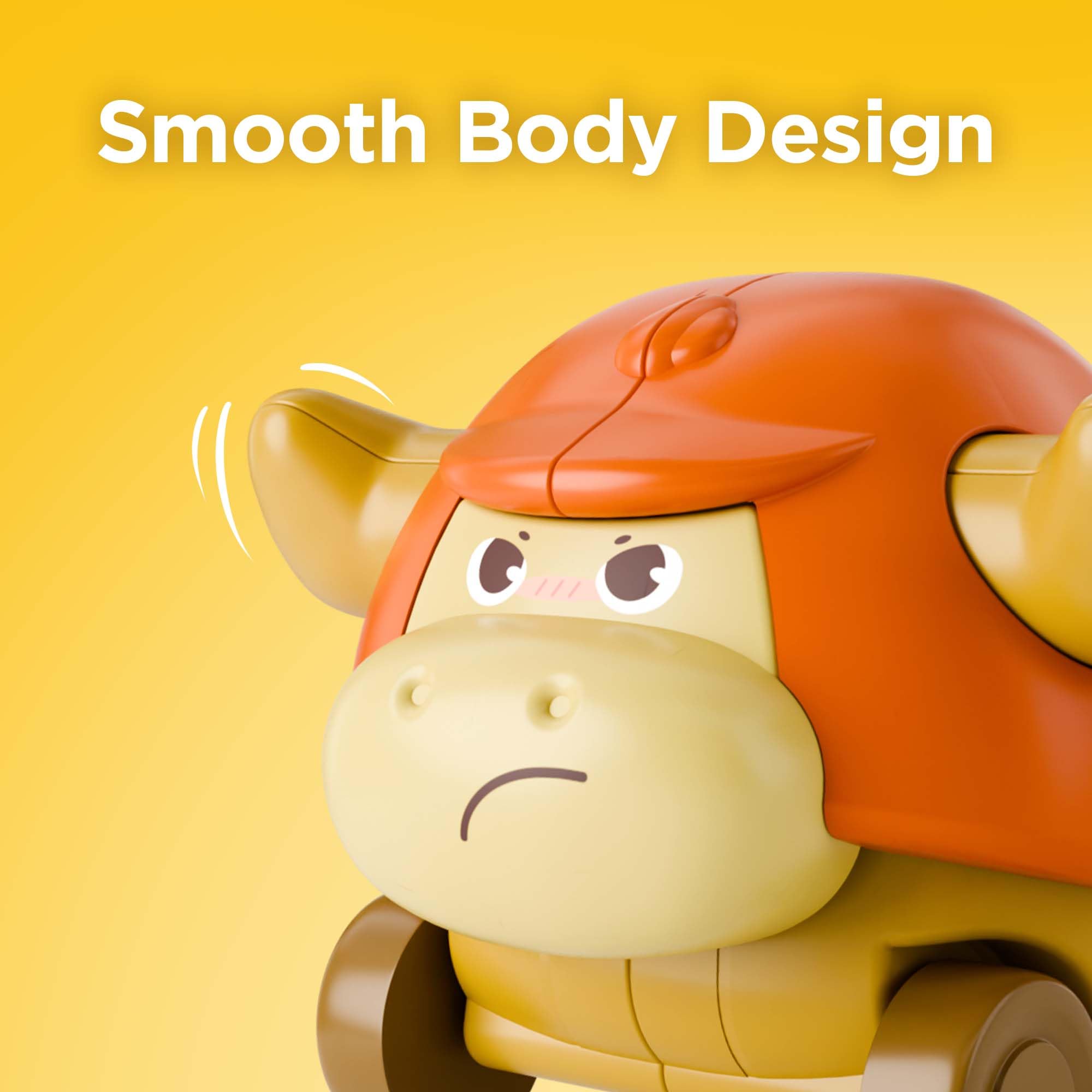 iplay press to go green bull face car encourages active push and soft-handed manipulation.