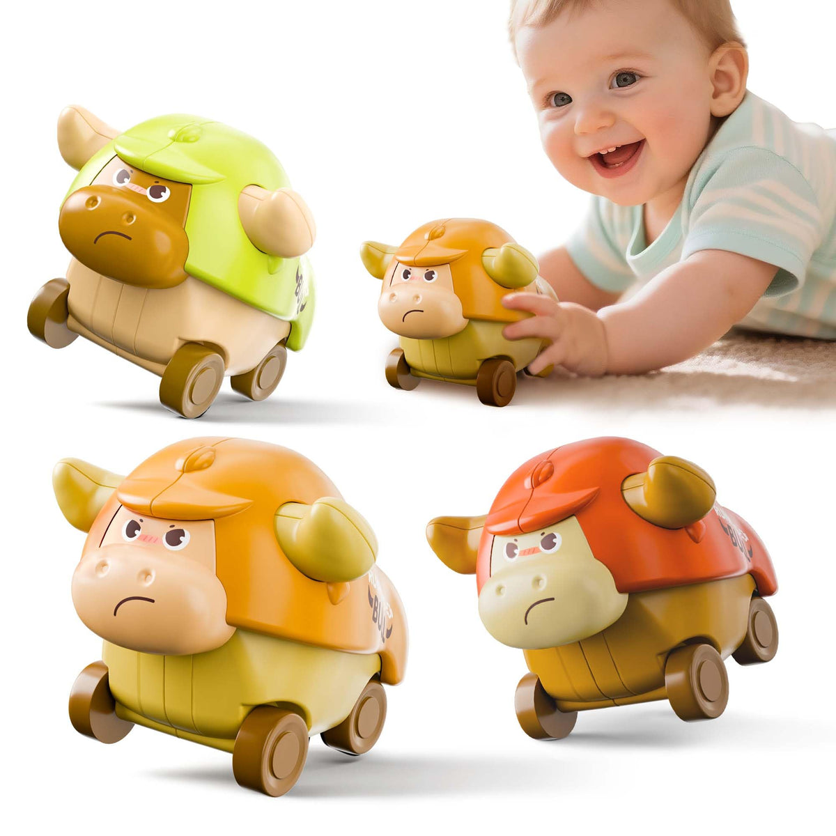 iplay press to go red bull face car sparks imaginative play and fine motor exploration.